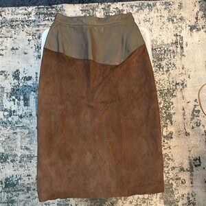 Vintage 80’s West Bay Leather & Suede pencil midi skirt